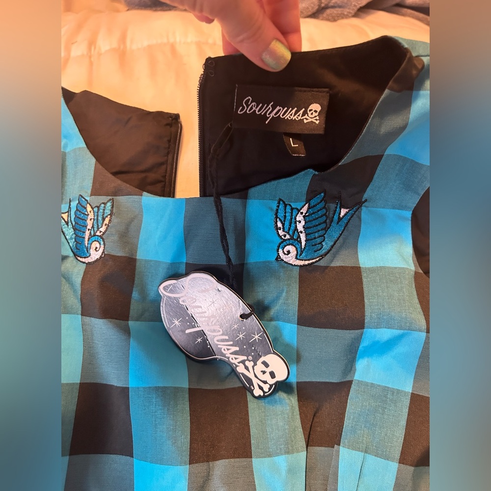 Sourpuss pin up checkered dress size L Large bnwt